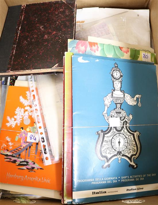 Ocean Liner Memorabilia; assorted ephemera